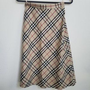 Vintage BURBERRY Nova Check A Line Cotton Midi Skirt Size 6